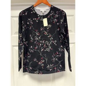 Christopher & Banks Black Winter Berry Light Weight Cardigan Sweater sz M NWT